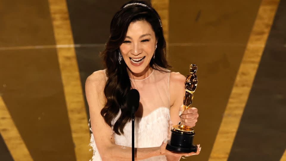 Michelle Yeoh accepts the best actress Oscar for "Everything Everywhere All at Once" in 2023. - Kevin Winter/Getty Images