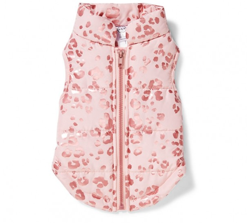 Pink puffer jacke for dogs