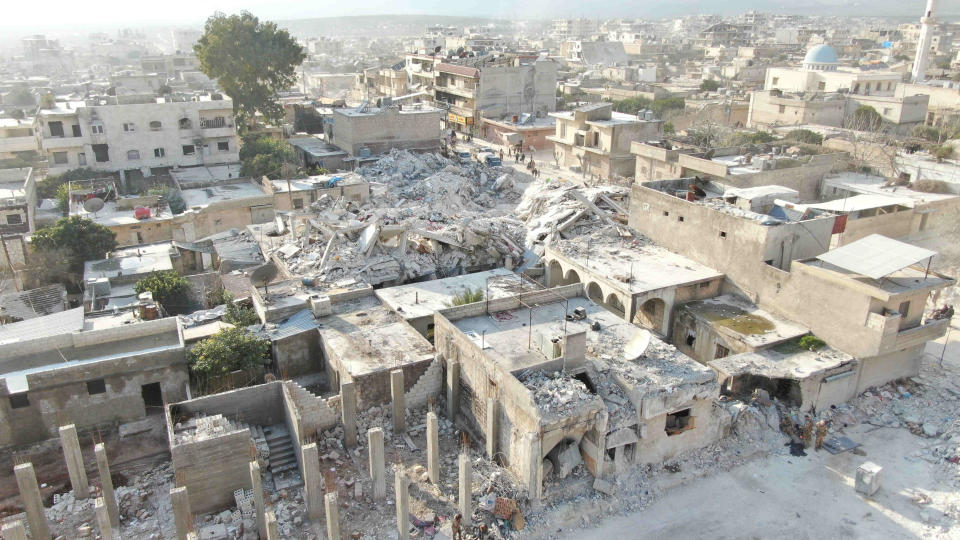 2023年2月11日，敘利亞反抗軍控制的堅達里斯災區景況。路透社