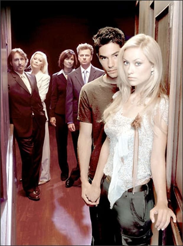 Kevin Anderson, Rachel Ticotin, Pamela Gidley, Ron Silver, Olivia Wilde, and D.J. Cotrona in a promo image for the miniseries "Skin" in 2004<p>Jerry Bruckheimer Television/FOX</p>