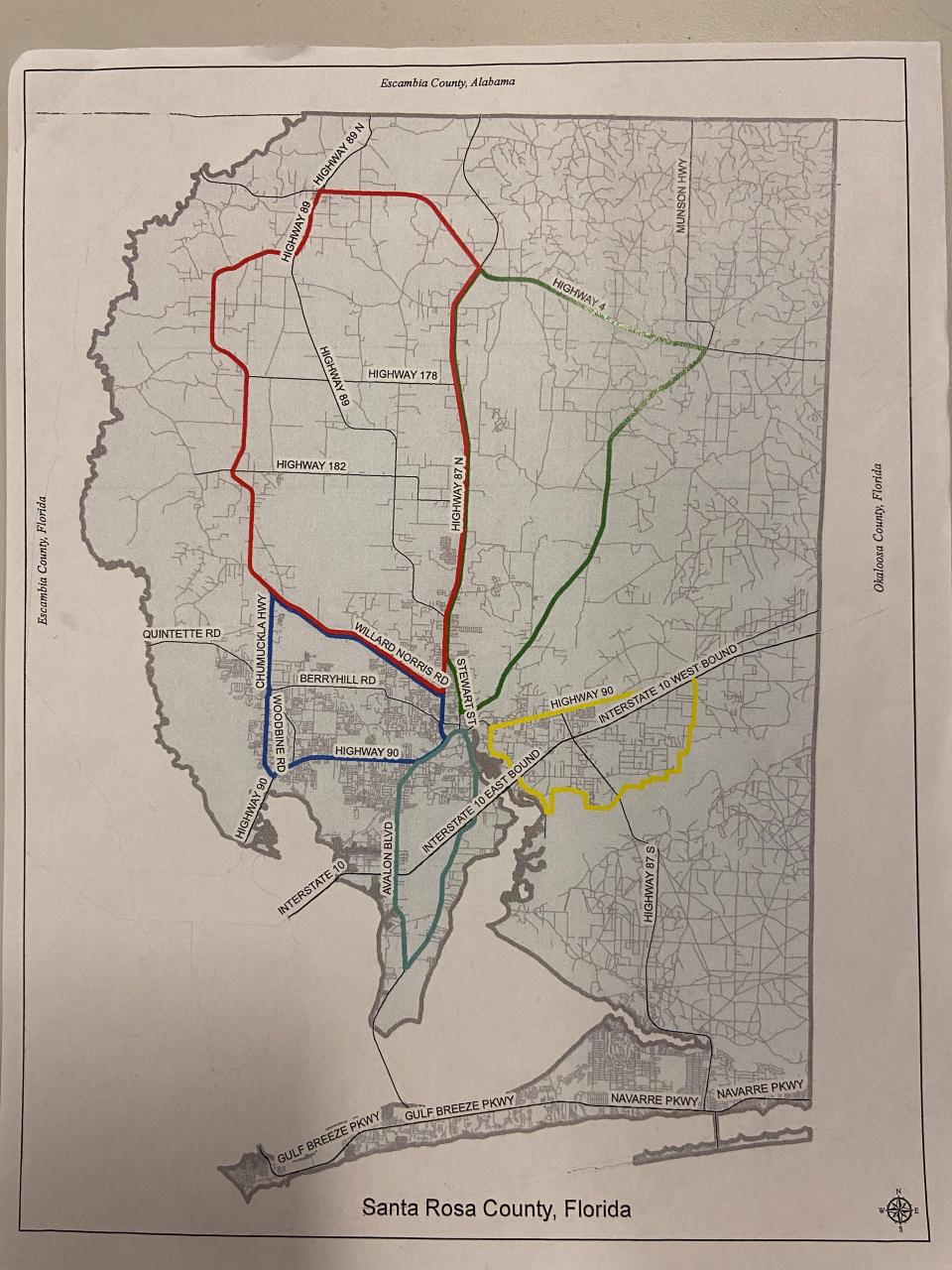 The initial proposals for five broadband  "project areas" to emphasize when expanding access in Santa Rosa County.