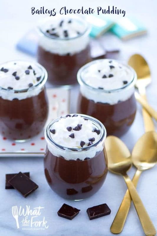 <p>What the Fork</p><p>This luscious Baileys chocolate pudding is a great dessert to serve on St. Patrick’s Day. It’s made with cocoa powder and melted dark chocolate for the ultimate creamy, boozy, and satisfying chocolate dessert. And it just so happens to be a wonderful gluten-free Irish dessert. </p><p><strong>Get the recipe: <a href="https://www.whattheforkfoodblog.com/2017/02/26/easy-baileys-chocolate-pudding-recipe/" rel="nofollow noopener" target="_blank" data-ylk="slk:Baileys Chocolate Pudding;elm:context_link;itc:0;sec:content-canvas" class="link ">Baileys Chocolate Pudding</a></strong></p><p><strong>Related:</strong> <strong><a href="https://www.yahoo.com/lifestyle/12-salty-sweet-recipes-guinness-215245269.html" data-ylk="slk:7 Salty & Sweet Recipes To Make With A Pint of Guinness;elm:context_link;itc:0;sec:content-canvas;outcm:mb_qualified_link;_E:mb_qualified_link;ct:story;" class="link  yahoo-link">7 Salty & Sweet Recipes To Make With A Pint of Guinness</a></strong></p>