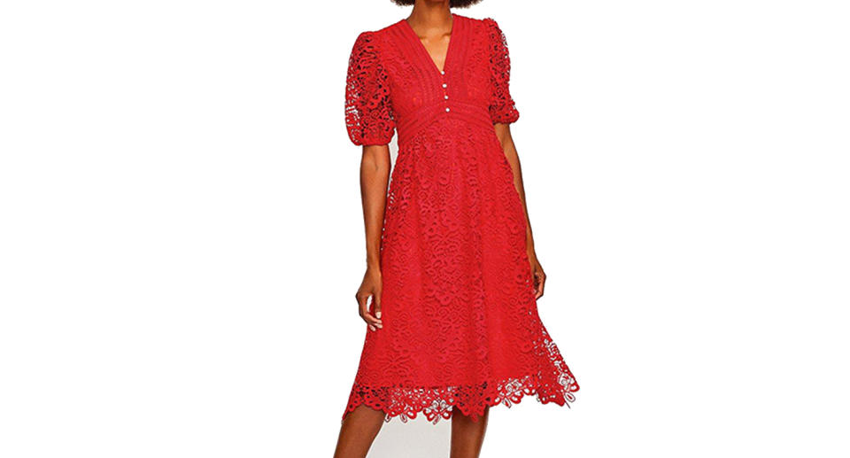 Cutwork Lace Midi Dress