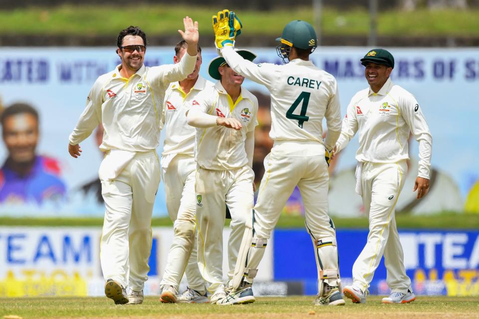 Travis Head, pictured here after the dismissal of Dinesh Chandimal in the first Test against Sri Lanka.