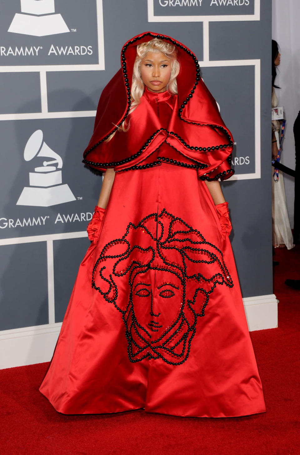 Nicki Minaj in custom Versace at the 2012 Grammy Awards. 