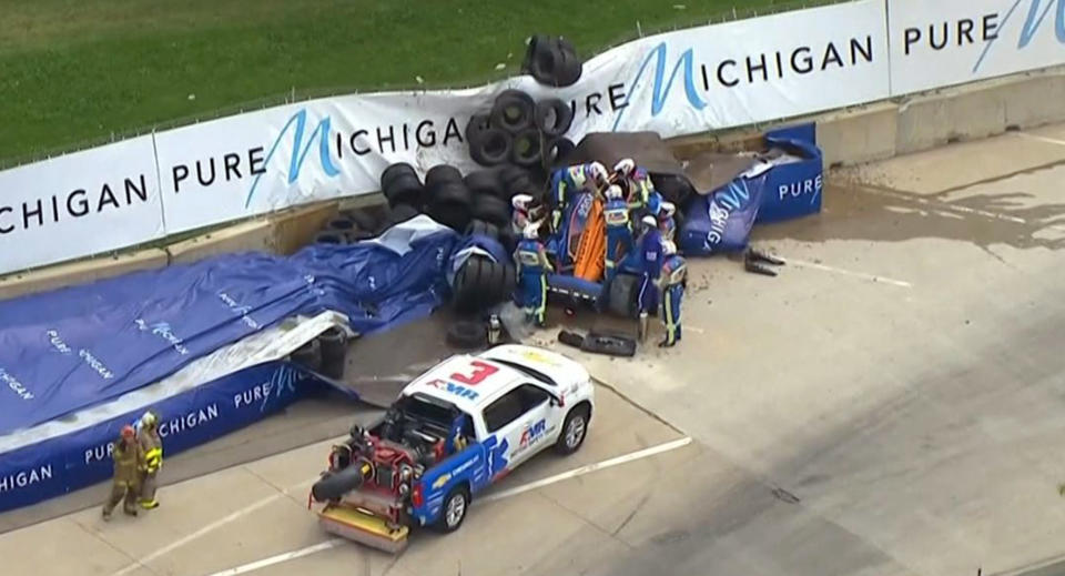 Image: Indycar crash Felix Rosenquist (NBC)
