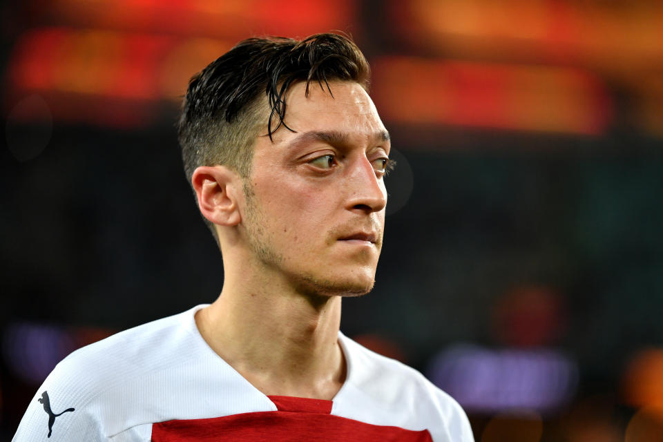 Mesut Ozil in action for Arsenal. (Photo by Harold Cunningham - UEFA/UEFA via Getty Images)