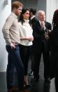 <p>While inside Millennium Point during their royal visit to Birmingham, Markle gave us a better look at her white sweater by <a href="https://go.redirectingat.com?id=74968X1596630&url=https%3A%2F%2Fwww.allsaints.com%2Fwomen%2Fknitwear%2Fallsaints-ridley-jumper%2F%3Fcolour%3D4068%26category%3D26&sref=https%3A%2F%2Fwww.townandcountrymag.com%2Fstyle%2Ffashion-trends%2Fg3272%2Fmeghan-markle-preppy-style%2F" rel="nofollow noopener" target="_blank" data-ylk="slk:AllSaints;elm:context_link;itc:0;sec:content-canvas" class="link ">AllSaints</a> and Alexander Wang pants. </p>