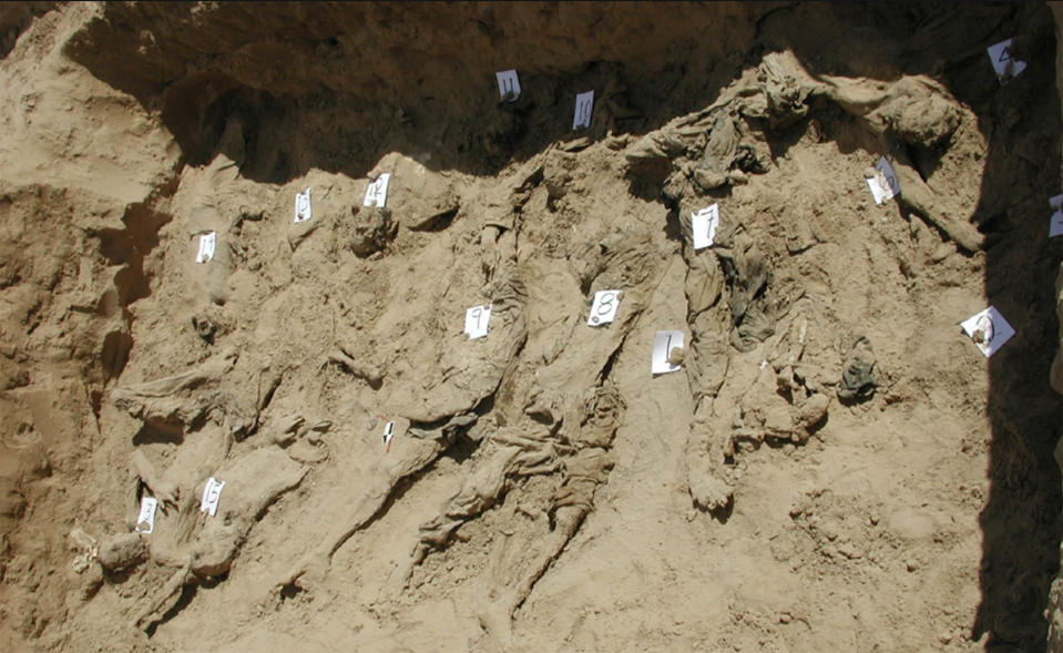 This April 2002 photo shows a trench dug by Physicians for Human Rights forensic experts as part of a preliminary investigation for the U.N. at the Dasht-e-Leili mass grave site near Sherberghan, Afghanistan.