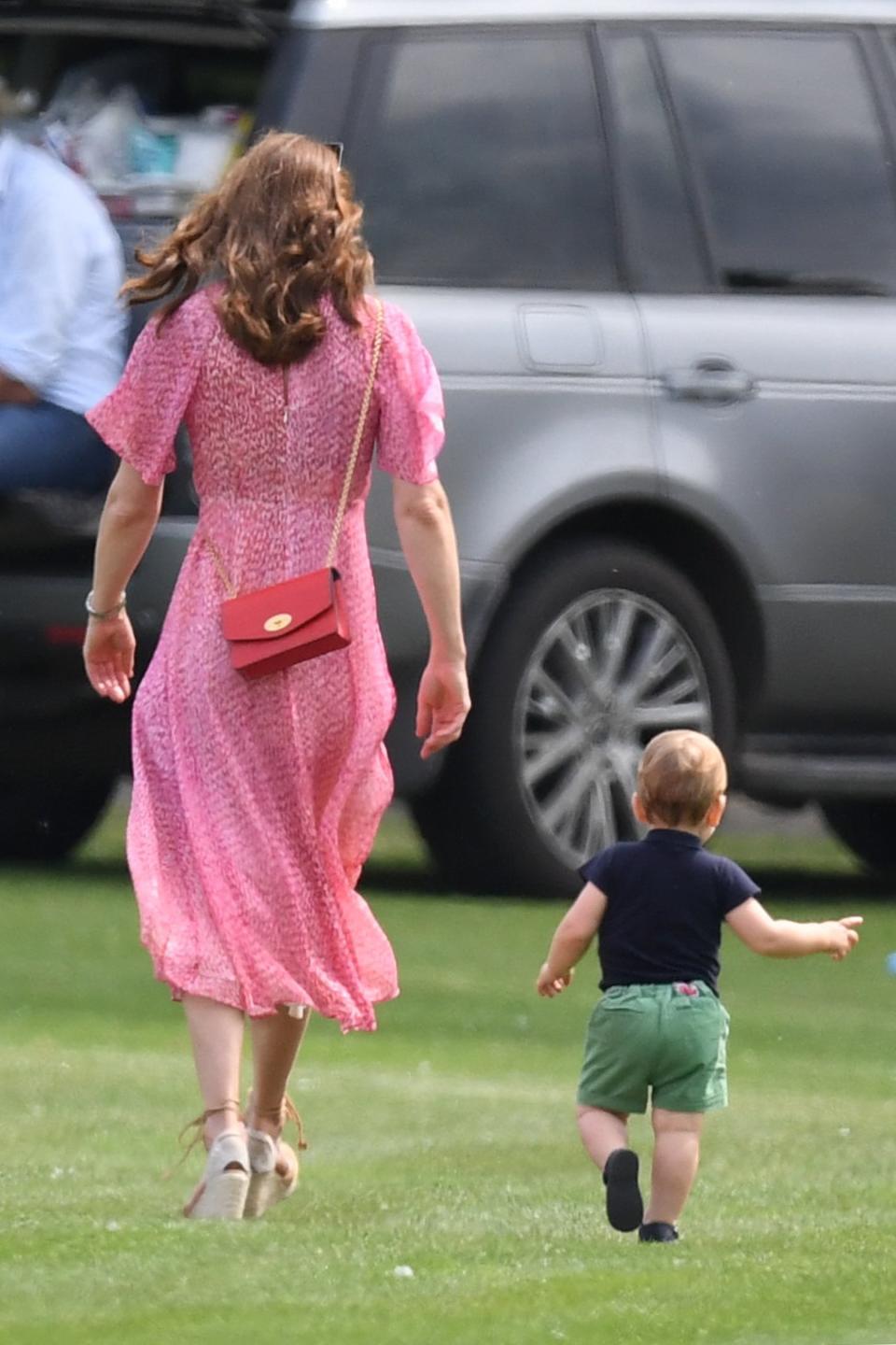 Kate and her 1-year-old son explored the field...