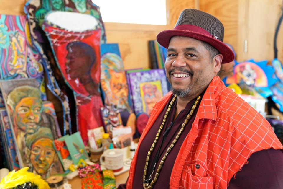 "Ohio Cultural Carriers: Watering the Seeds," an exhibit featuring works by Richard Duarte Brown, pictured, along with pieces by mentor Smoky Brown and protégé Malik Carrington, will continue this Saturday and next at Streetlight Guild.