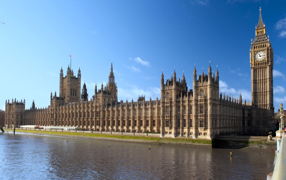 Houses of Parliament with popular clock tower Big Ben in London.