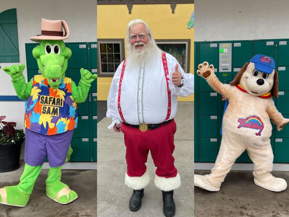 holiday mascots and santa clas