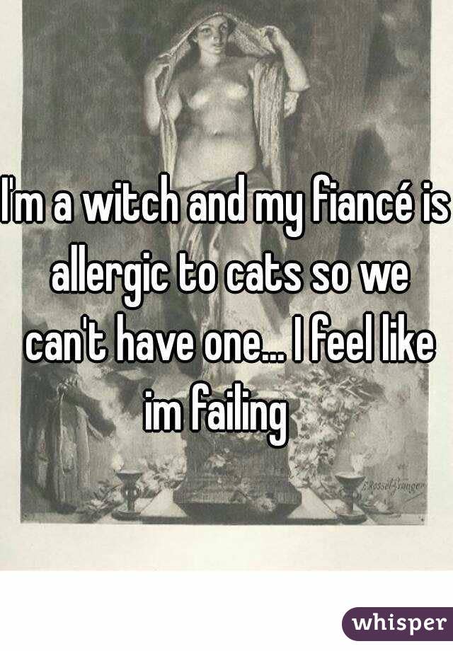 I'm a witch and my fiancÃ© is allergic to cats so we can't have one... I feel like im failing 