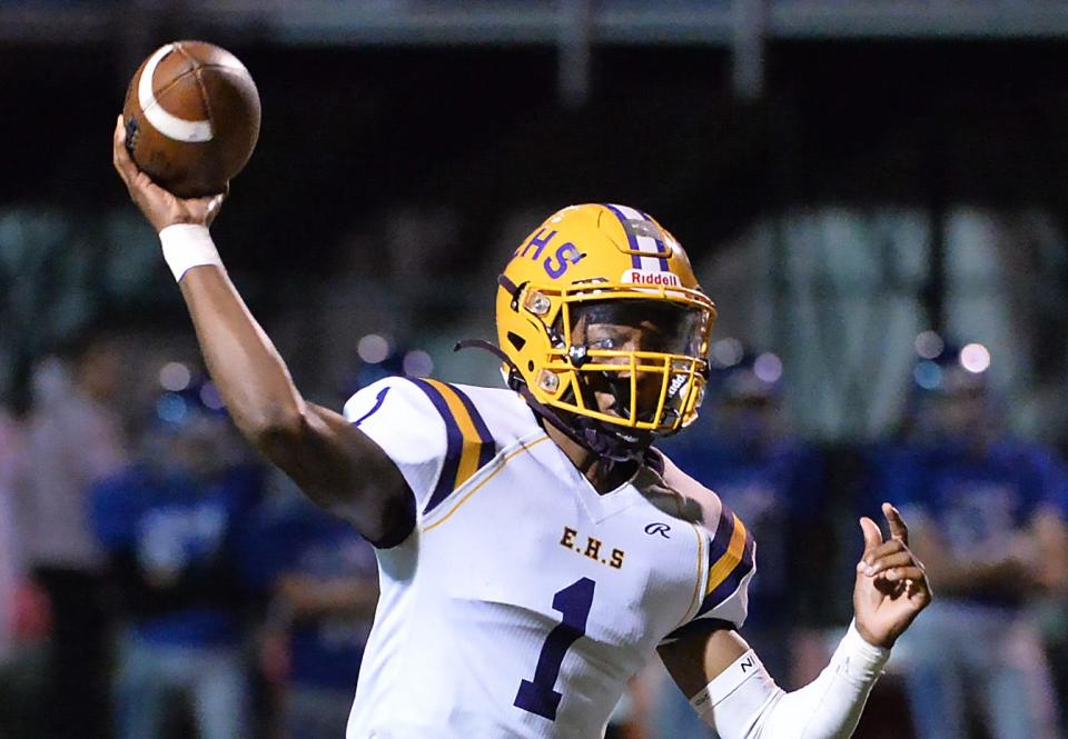 Erie High School junior quarterback Quani Daenell throws against Fort LeBoeuf in Waterford on Oct. 12, 2023.