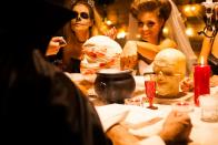 <p>Have your friends DIY their own creepy costumes and place them as one of the main attractions for the night. They'll drink from bubbly witch cauldrons and eat delectable yet bloody-themed pastries.</p>