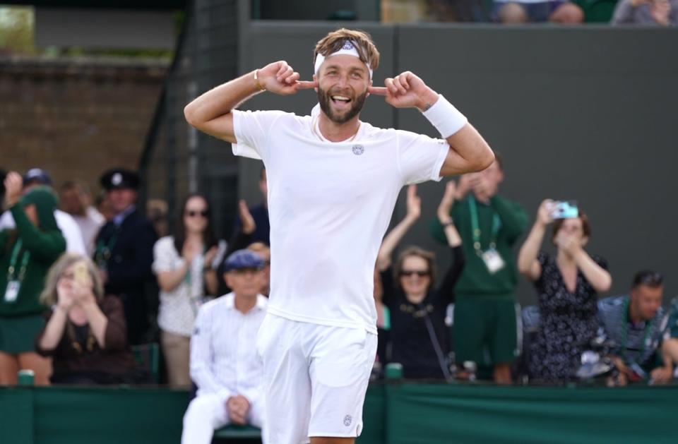 Liam Broady celebrates his victory (Adam Davy/PA) (PA Wire)