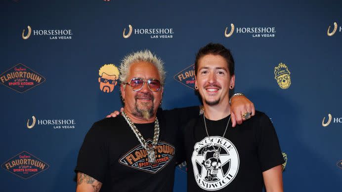 chef and television personality guy fieri celebrates the grand opening of guy fieri's flavortown sports kitchen at horseshoe las vegas