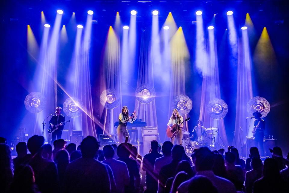 Aly and AJ onstage in Nashville, TN on their "With Love From" tour