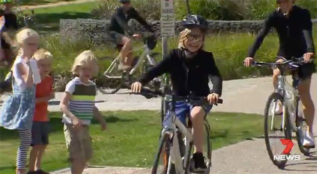 Fin arrives at Royal Children's Hospital. Source: 7News