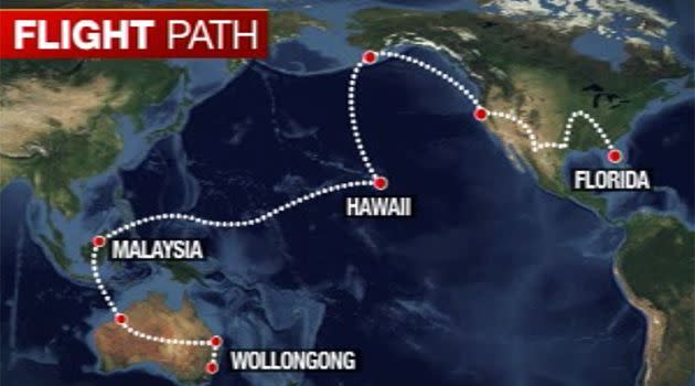 Stevemuir's flight path. Photo: 7News