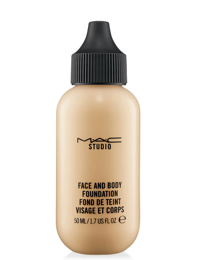 <p><b>Light Coverage</b><br></p><p>This lightweight, smudge-proof, silicone-based foundation comes in numerous shades and is long-wearing, so it’s perfect if you desire subtle leg coverage — though the formula is “buildable,” meaning the more you apply and blend, the more coverage you’ll get. A dewy, satin finish will keep your secret to perfect pins, well, a secret. <a href="http://www.polyvore.com/cgi/shop?query=MAC+Studio+Face+and+Body+Foundation&.search_src=masthead_search" rel="nofollow noopener" target="_blank" data-ylk="slk:MAC Studio Face and Body Foundation, $27;elm:context_link;itc:0;sec:content-canvas" class="link "><b>MAC Studio Face and Body Foundation, $27</b></a><br></p>