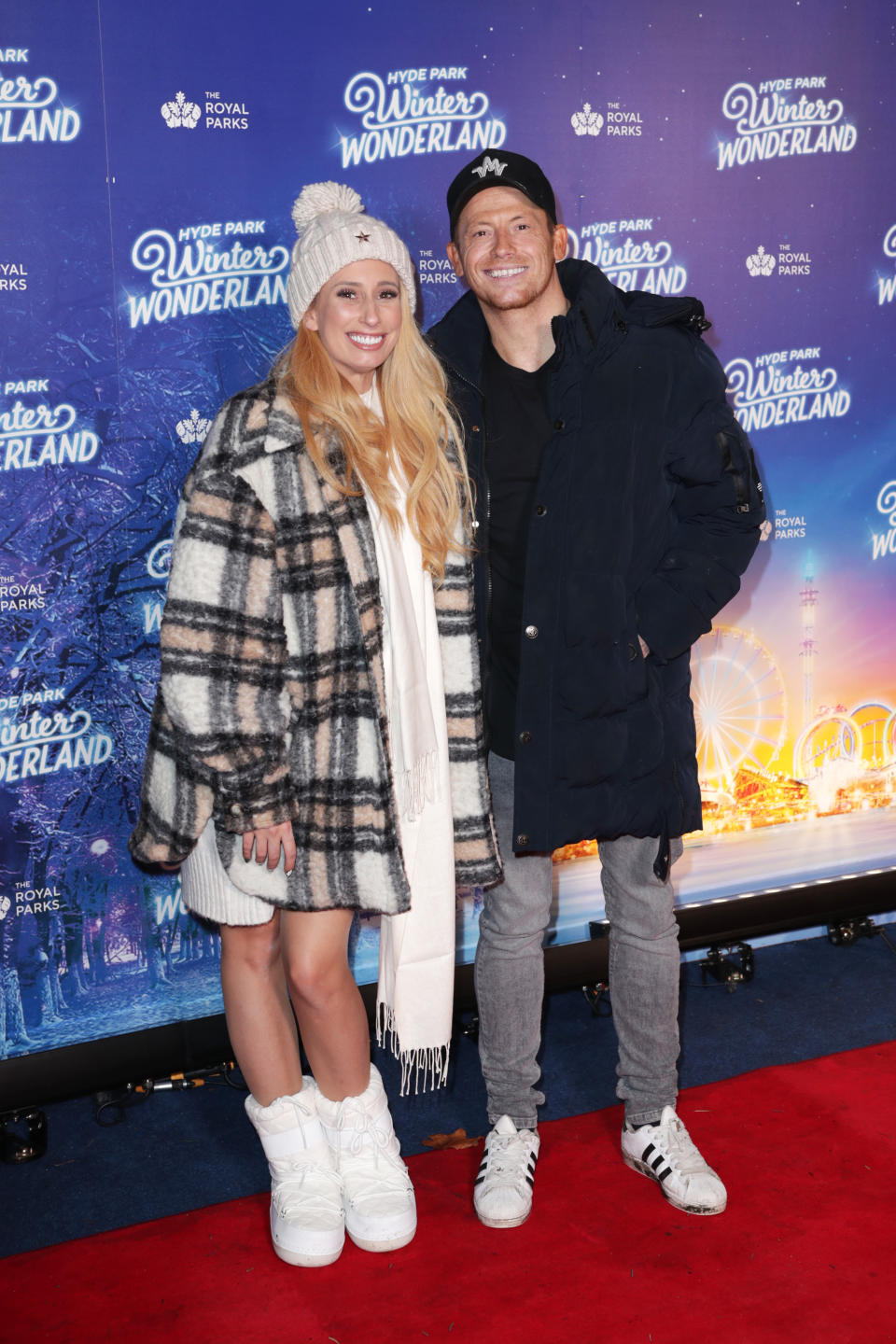 Stacey Solomon and Joe Swash attend the Hyde Park Winter Wonderland 2022 VIP preview night on November 17, 2022 in London, England