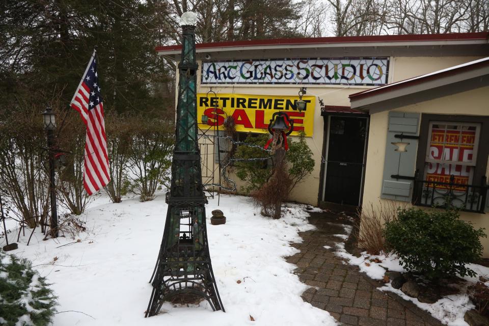 Boonton Township, NJ -- January 23, 2024 -- Outside Triangali Iron Works. The shop along the Rockaway River is shutting down this year, as owner Bud Knudsen retires.