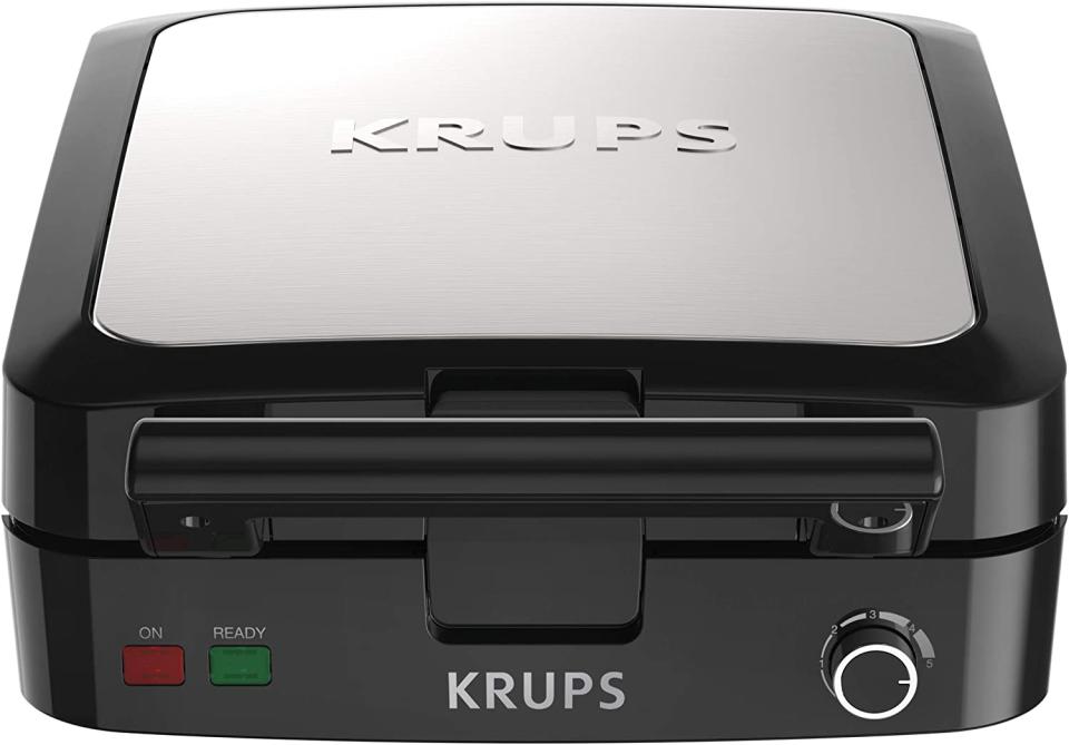 Krups Adjustable Temperature Belgian Waffle Maker. Image via Amazon.