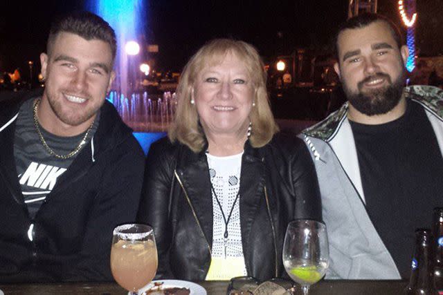 <p>Donna Kelce/Instagram</p> Travis, Donna and Jason Kelce in January 2015