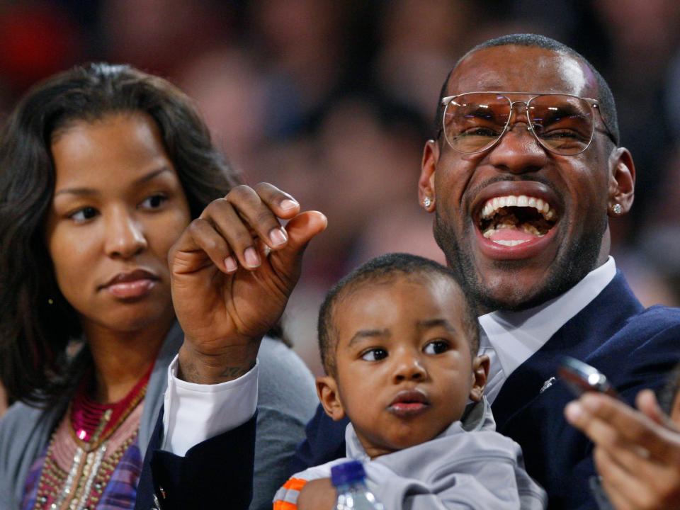 LeBron James (right) and Savannah Brinson with their son, Bryce Maximus.