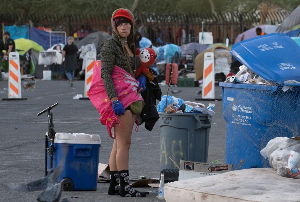 Phoenix cleared the fifteenth and final block of The Zone homeless encampment, November 1, 2023, on Jackson Street from 10th to 11th Aves., Phoenix, Arizona.