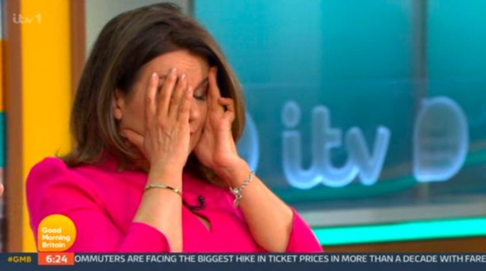 Susanna Reid was left grimacing as he detailed his freak accident (ITV)