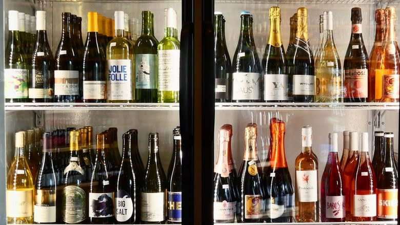 Natural wines in wine cooler