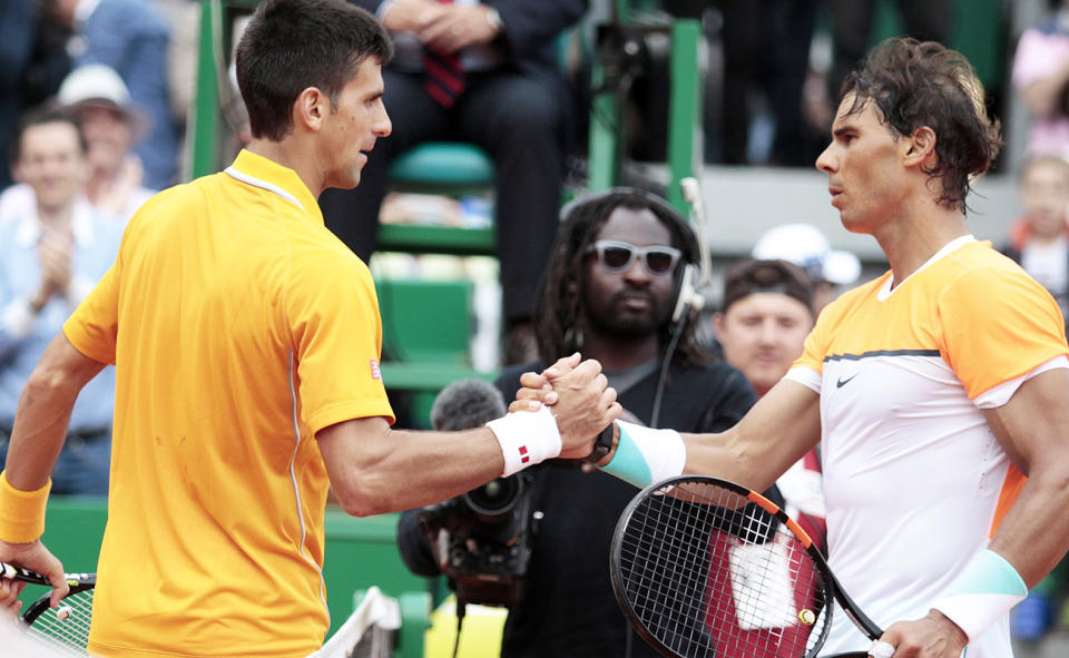 Novak Djokovic and Rafa Nadal, pictured here at the Monte Carlo Masters in 2015.