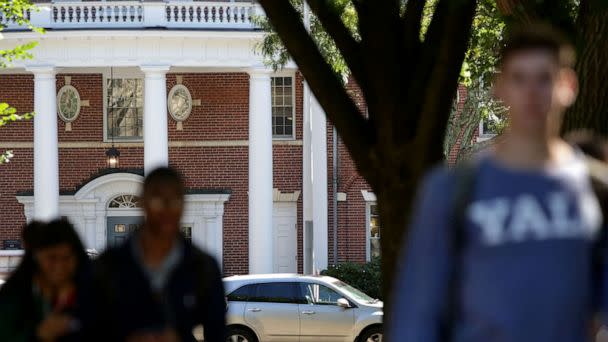 PHOTO: Students walk through the campus of Yale University, Sept. 27, 2018 in New Haven, Connecticut. (Yana Paskova/Getty Images, FILE)