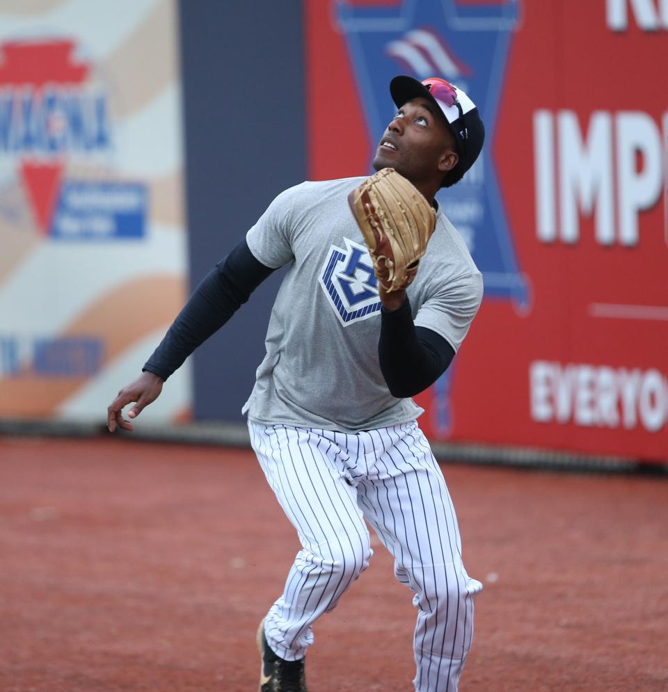 Hudson Valley Renegades outfielder Kyle Battle during media day on April 5, 2023.