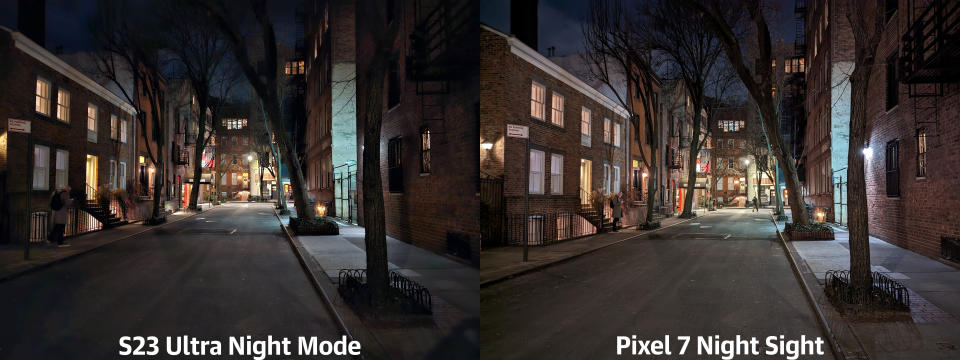 <p>While Samsung has tried to improve its low light Night Mode, it's still not quite as good as Google's Night Sight processing.</p>
