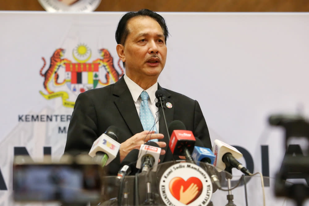 Health director-general Datuk Dr Noor Hisham Abdullah speaks at a press conference on Covid-19 in Putrajaya August 3, 2020. — Picture by Choo Choy May
