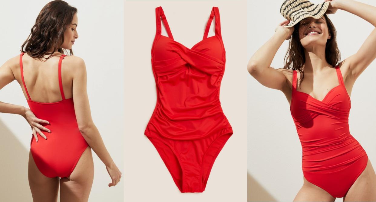 M&S Collection Tummy Control Ruched Plunge Swimsuit (Marks and Spencer)