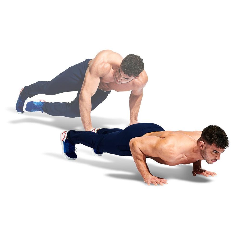 2) Cross-Climber to Press-Up: 2 sets of 20sec, 30sec or 40sec