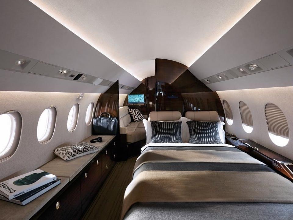 Converted bed in the Dassault Falcon 900.