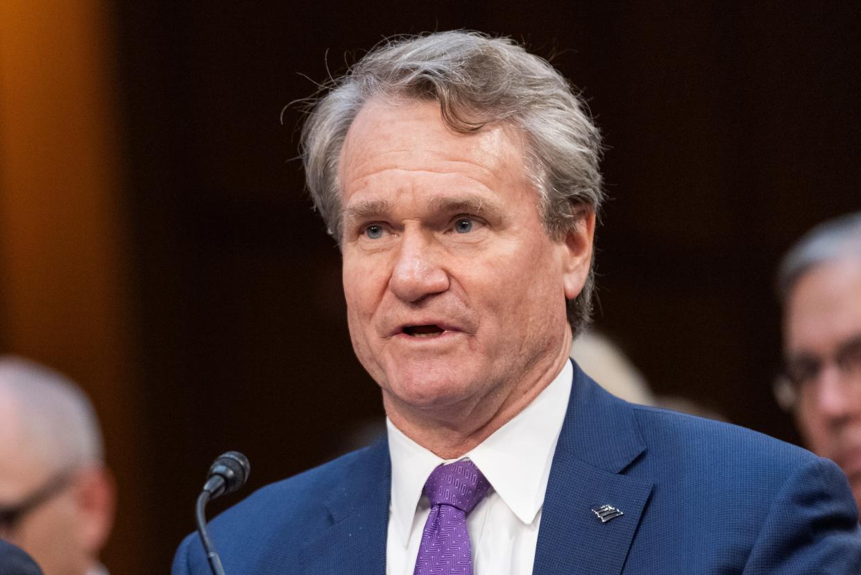 Brian Moynihan, CEO of Bank of America, attends a hearing on Annual Oversight of Wall Street Firms before the Senate Committee on Banking, Housing, and Urban Affairs in Washington, D.C., the United States, on Dec. 6, 2023. (Photo by Aaron Schwartz/Xinhua via Getty Images)