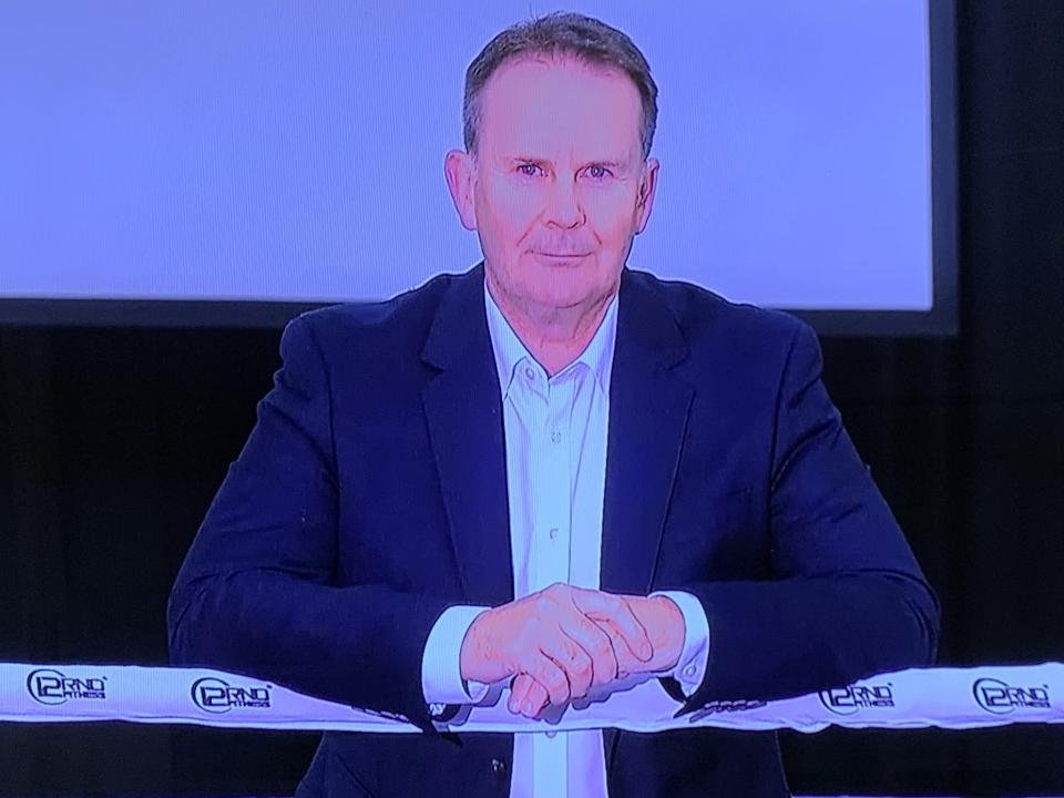 Tony Jones joined Today via video link on his final day as sports presenter. Photo: Twitter/@kevinperry.