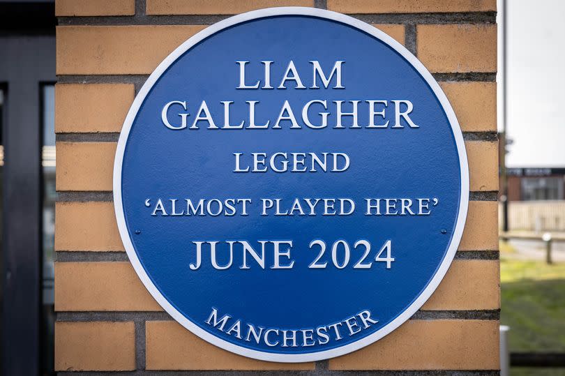 The plaque honours the fact that Liam 'almost played' at the supermarket