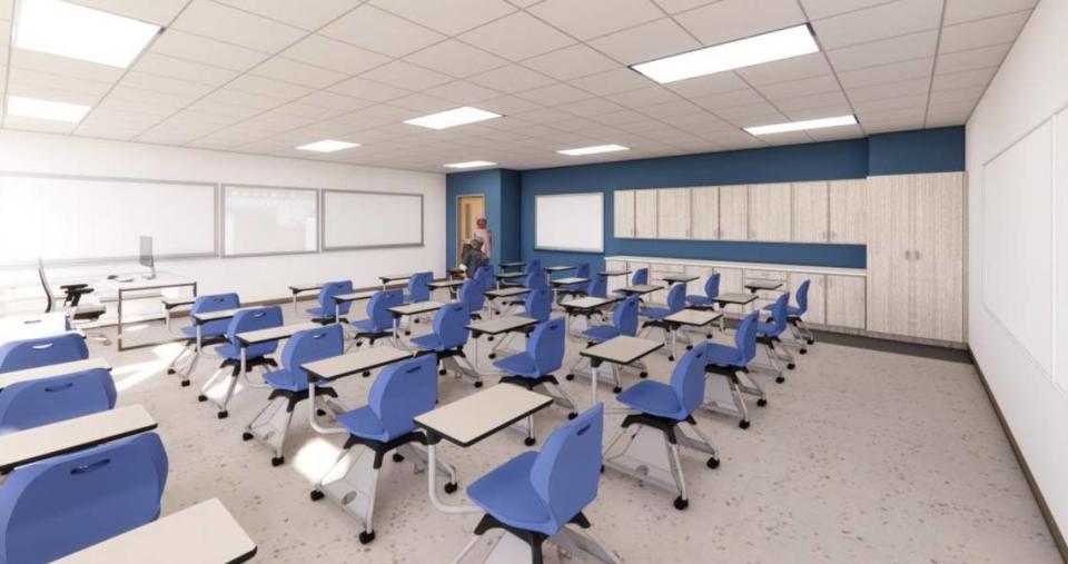 This rendering shows what a typical classroom in the new Cahokia High School will look like.