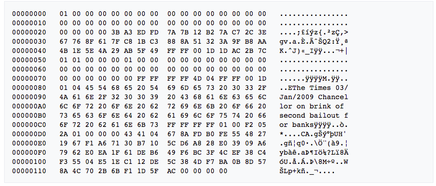 Der rohe Datenblock.