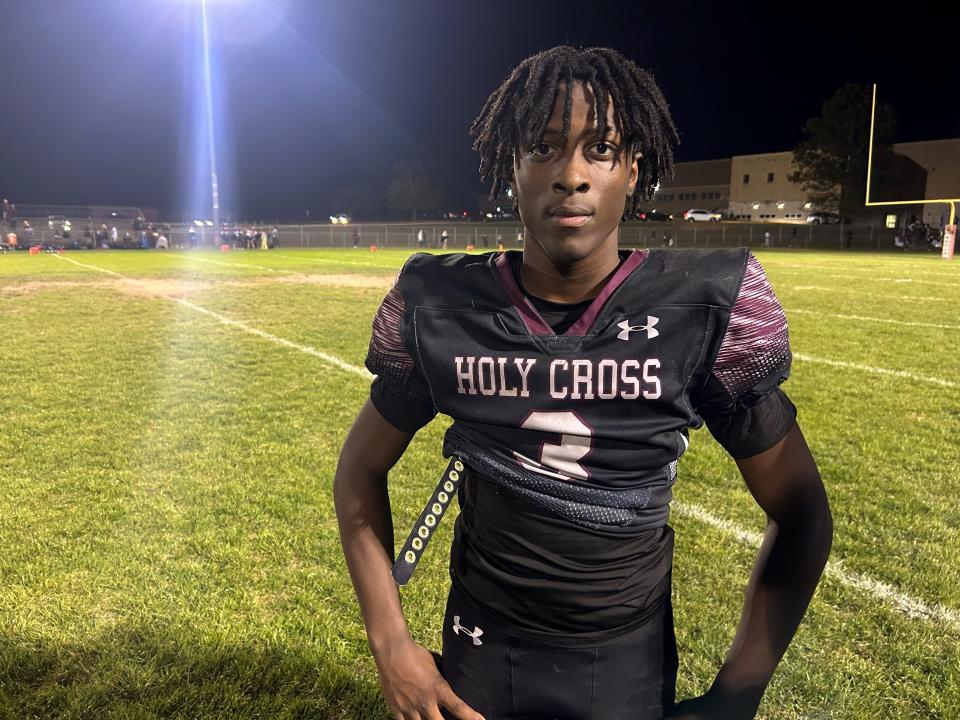 Chris Scott scored three touchdowns, including one on a 91-yard kickoff return, but it was his scoring play off a hook-and-ladder call that sealed Holy Cross' 32-27 win over Gloucester Catholic on Friday.