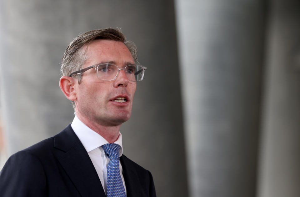 NSW Premier Dominic Perrottet pictured during a press conference at NSW Health Headquarters in St Leonards, Sydney. Source: AAP