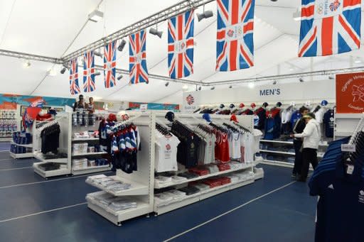 London Olympic products and memorabilia are displayed at the largest pop-up store in Hyde Park, London, on July 15, as Britain prepares to celebrate the beginning of the Olympic Games